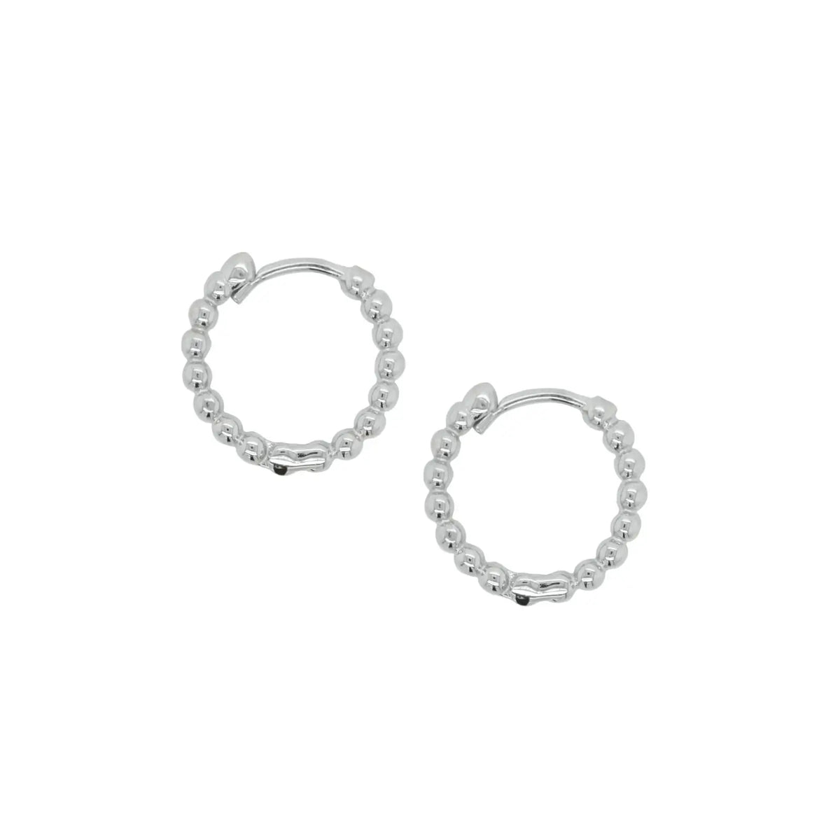 9ct White Gold Beaded Huggie