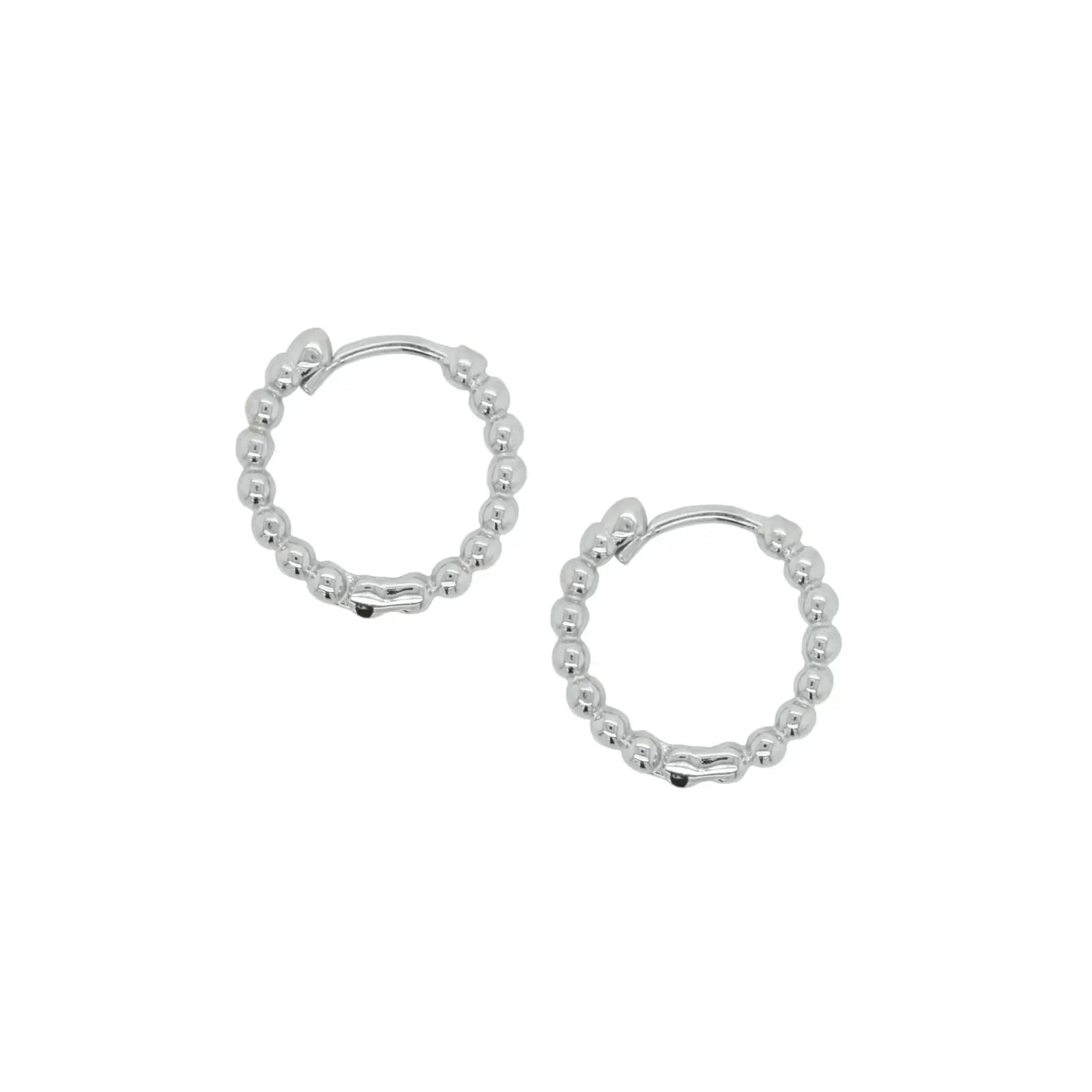 9ct White Gold Beaded Huggie