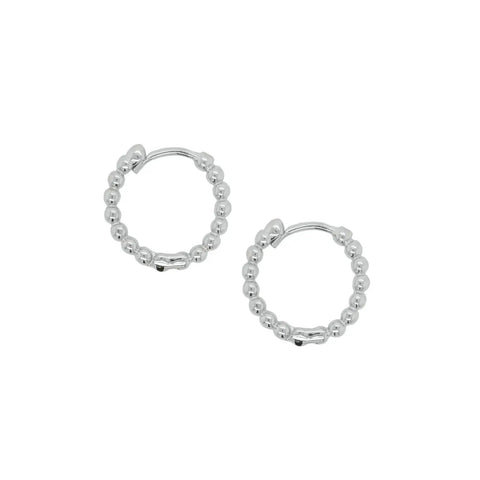 9ct White Gold Beaded Huggie