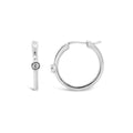 9ct White Gold Bezel Set Small Hoop Earrings