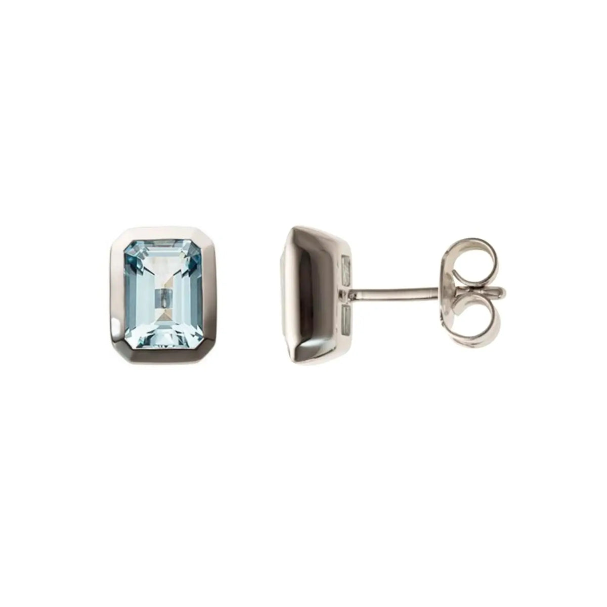 9ct White Gold Blue Topaz Stud Earrings