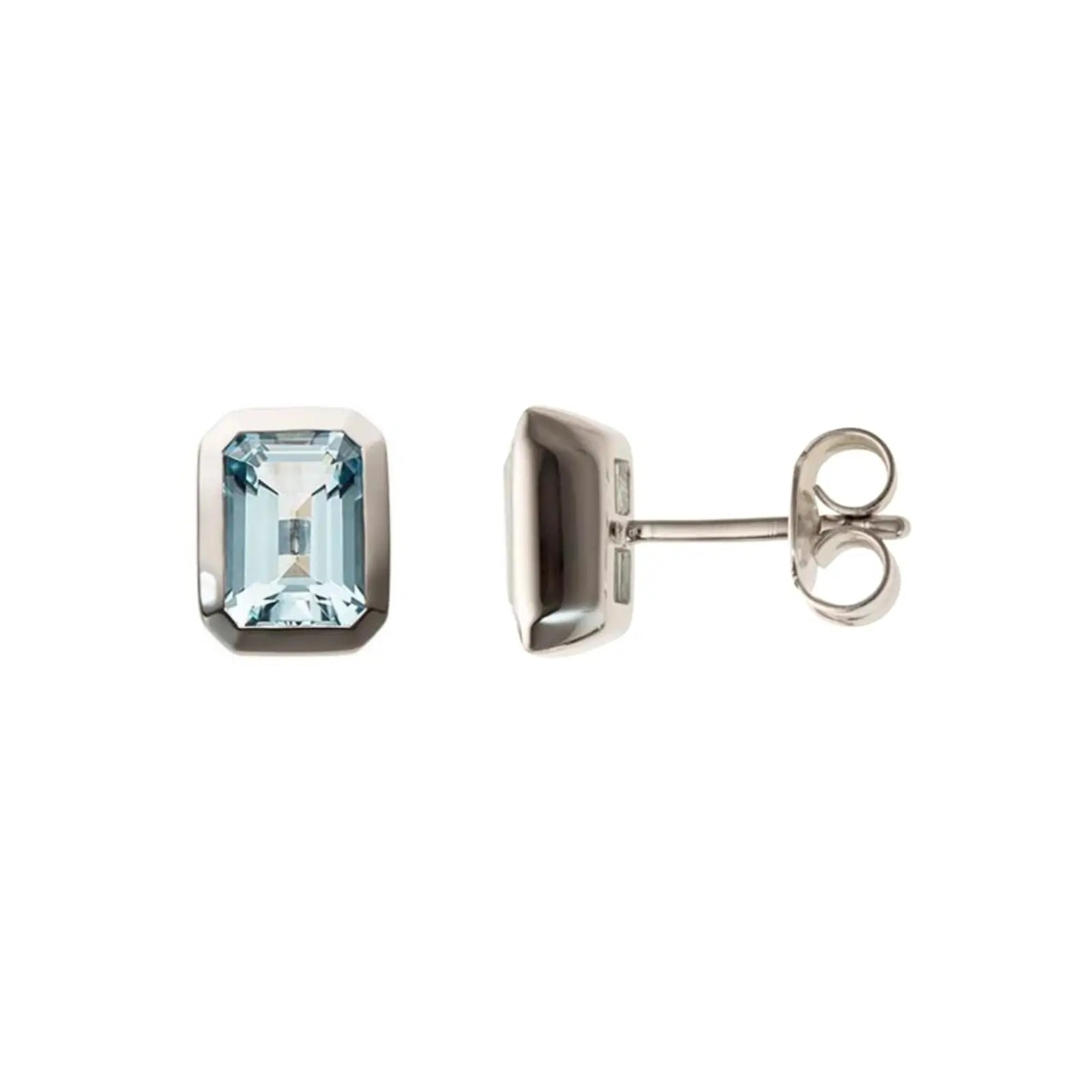9ct White Gold Blue Topaz Stud Earrings