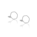 9ct White Gold Hexagon Studs