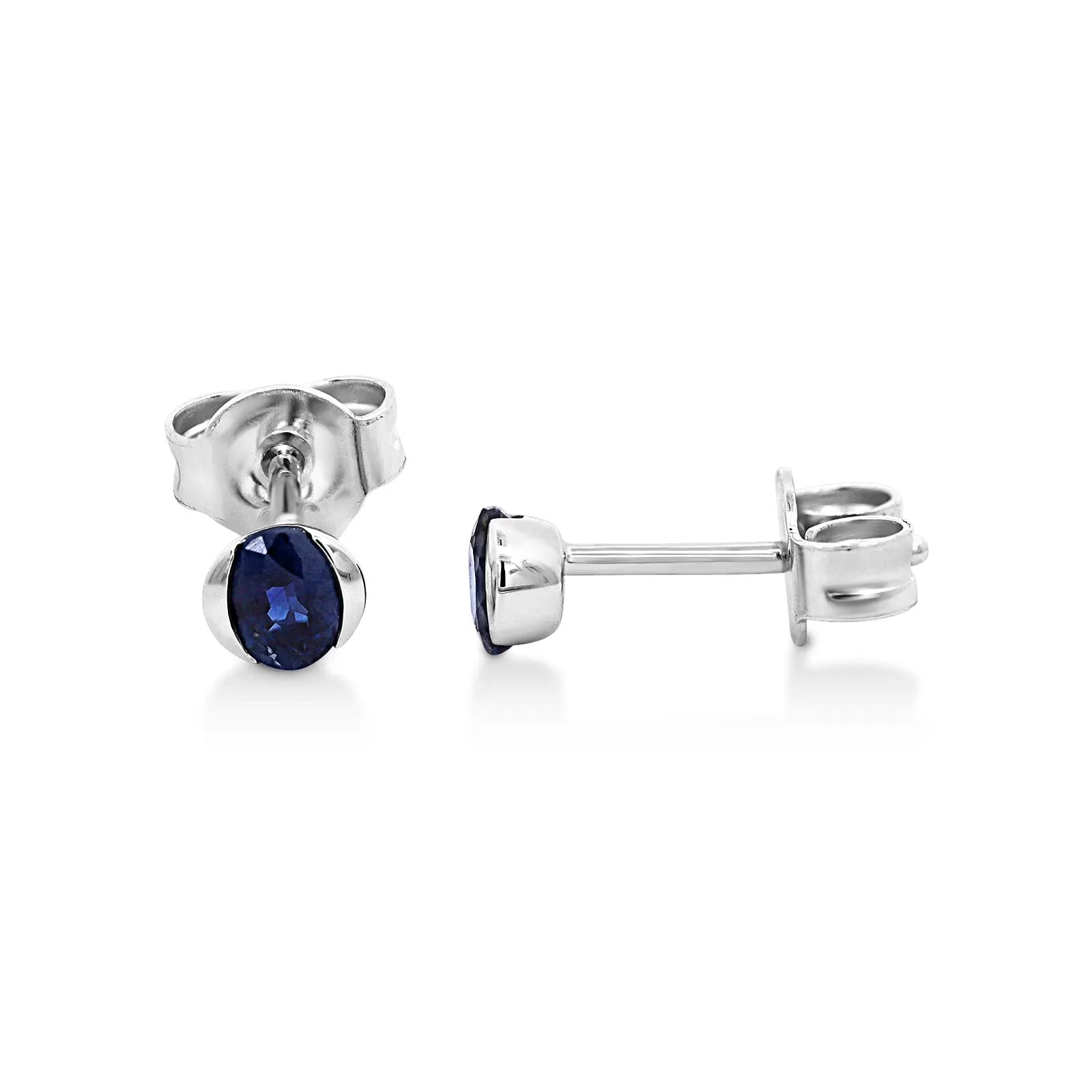 9ct White Gold Oval Sapphire Stud Earrings
