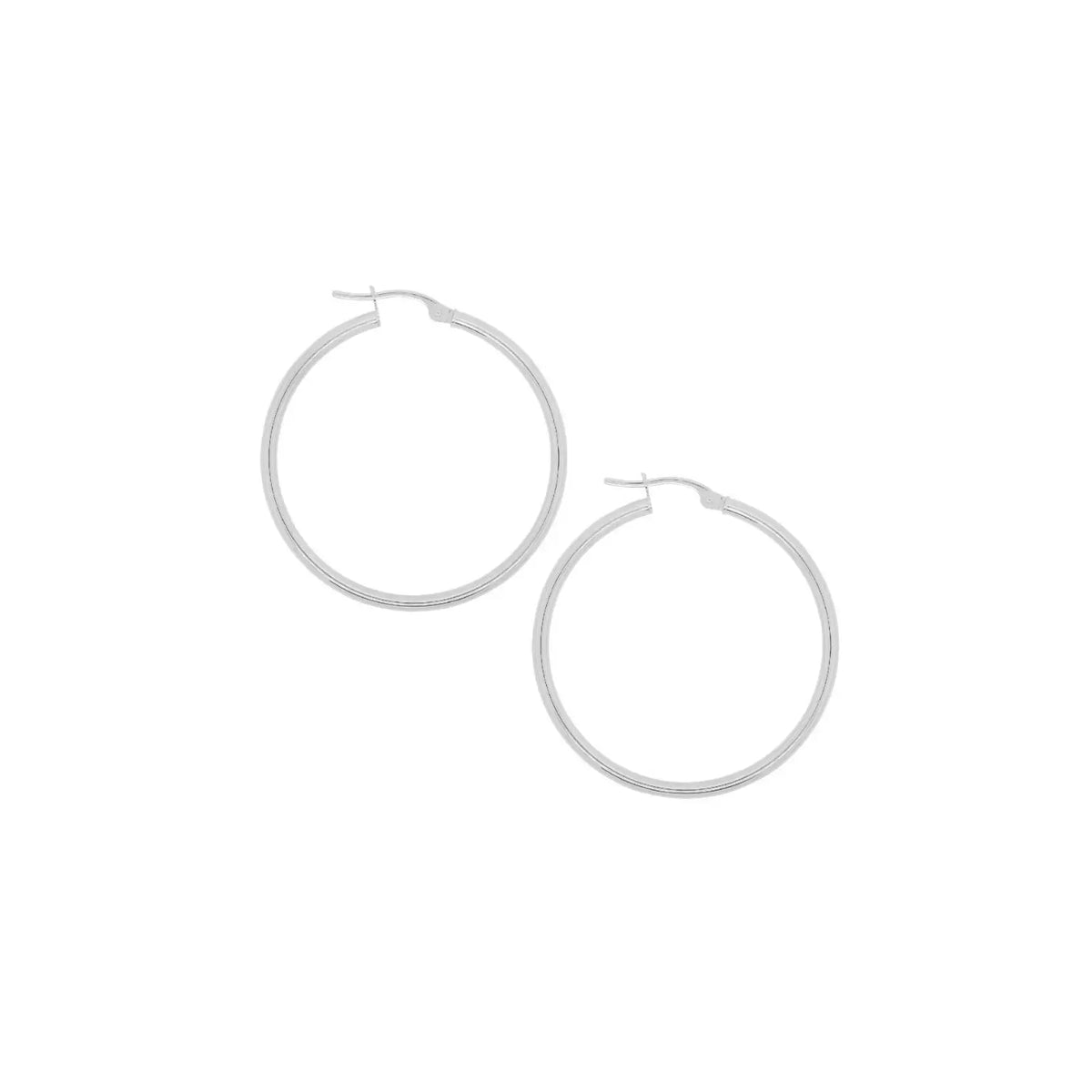 9ct White Gold Plain Italian Hoops