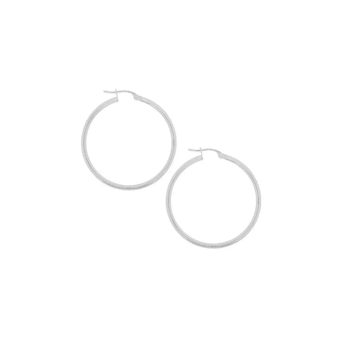 9ct White Gold Plain Italian Hoops