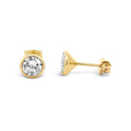 9ct Yellow Gold Round Cubic Zirconia Earrings