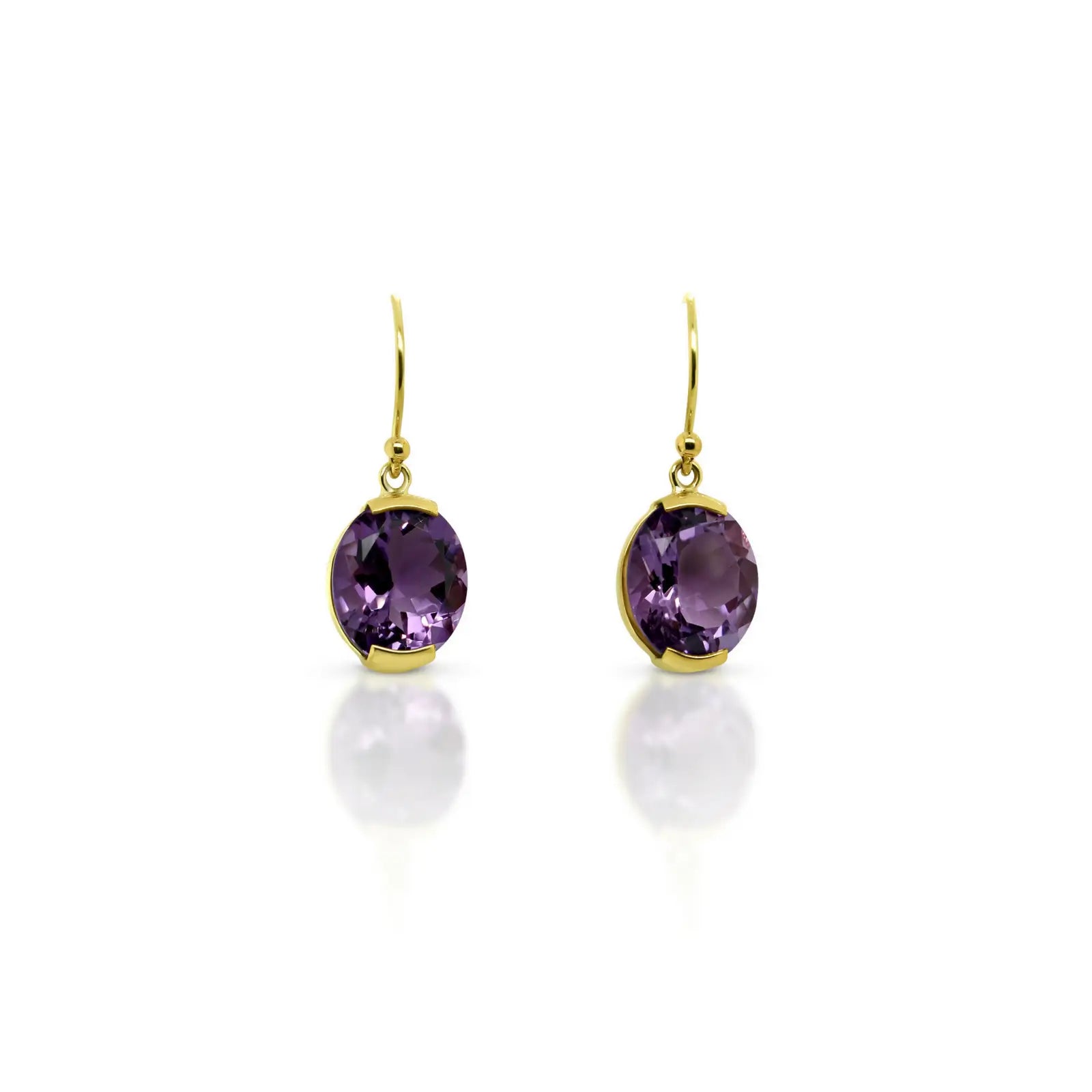 9ct Yellow Gold Amethyst Earrings