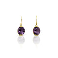 9ct Yellow Gold Oval Amethyst Drop Earrings