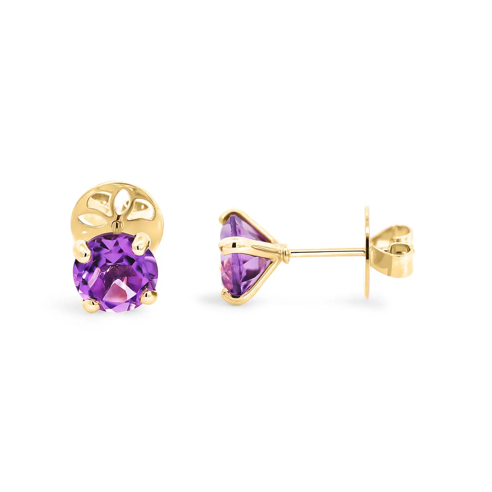 9ct Yellow Gold Amethyst Stud Earrings