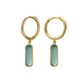 9ct Yellow Gold Blue Topaz Drop Huggies