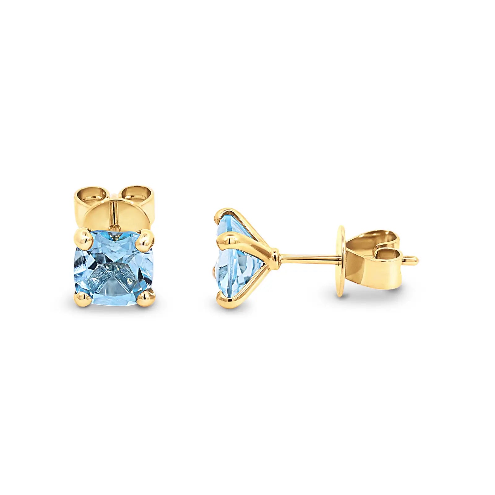 9ct Yellow Gold Blue Topaz Stud Earrings