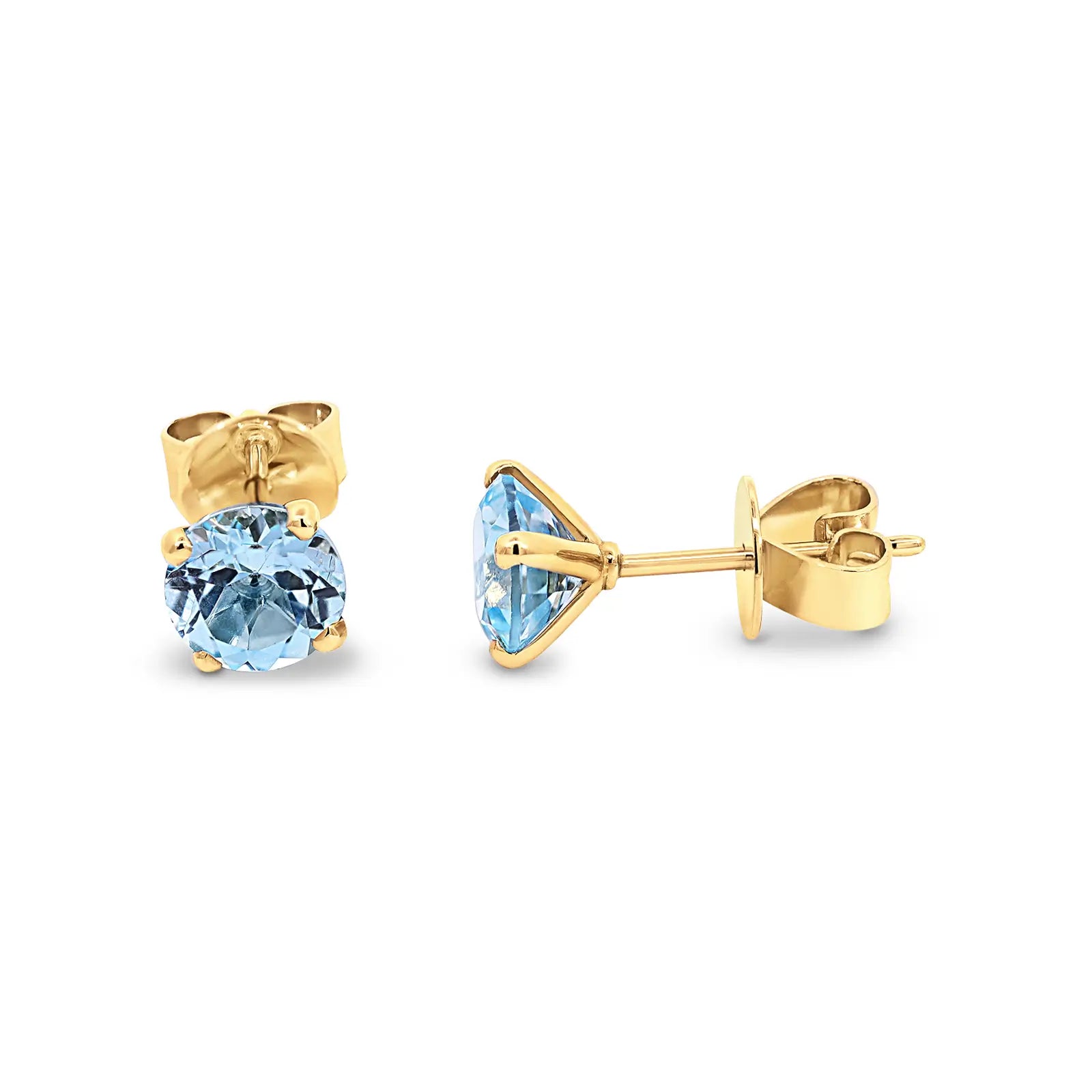 9ct Yellow Gold Blue Topaz Stud Earrings