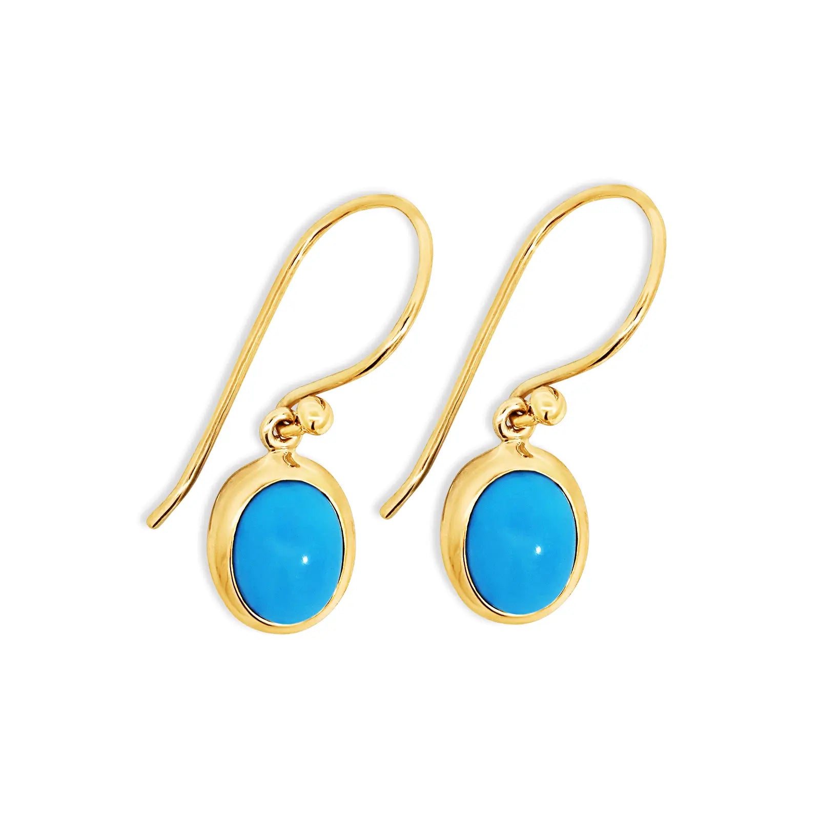 9ct Yellow Gold Bright Blue Turquoise Earrings