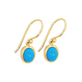 9ct Yellow Gold Bright Blue Turquoise Drop Earrings