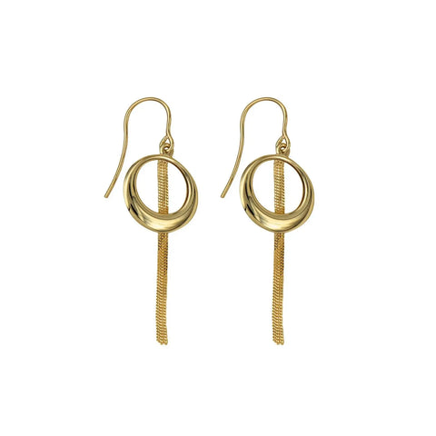 9ct Yellow Gold Circle Chain Earrings