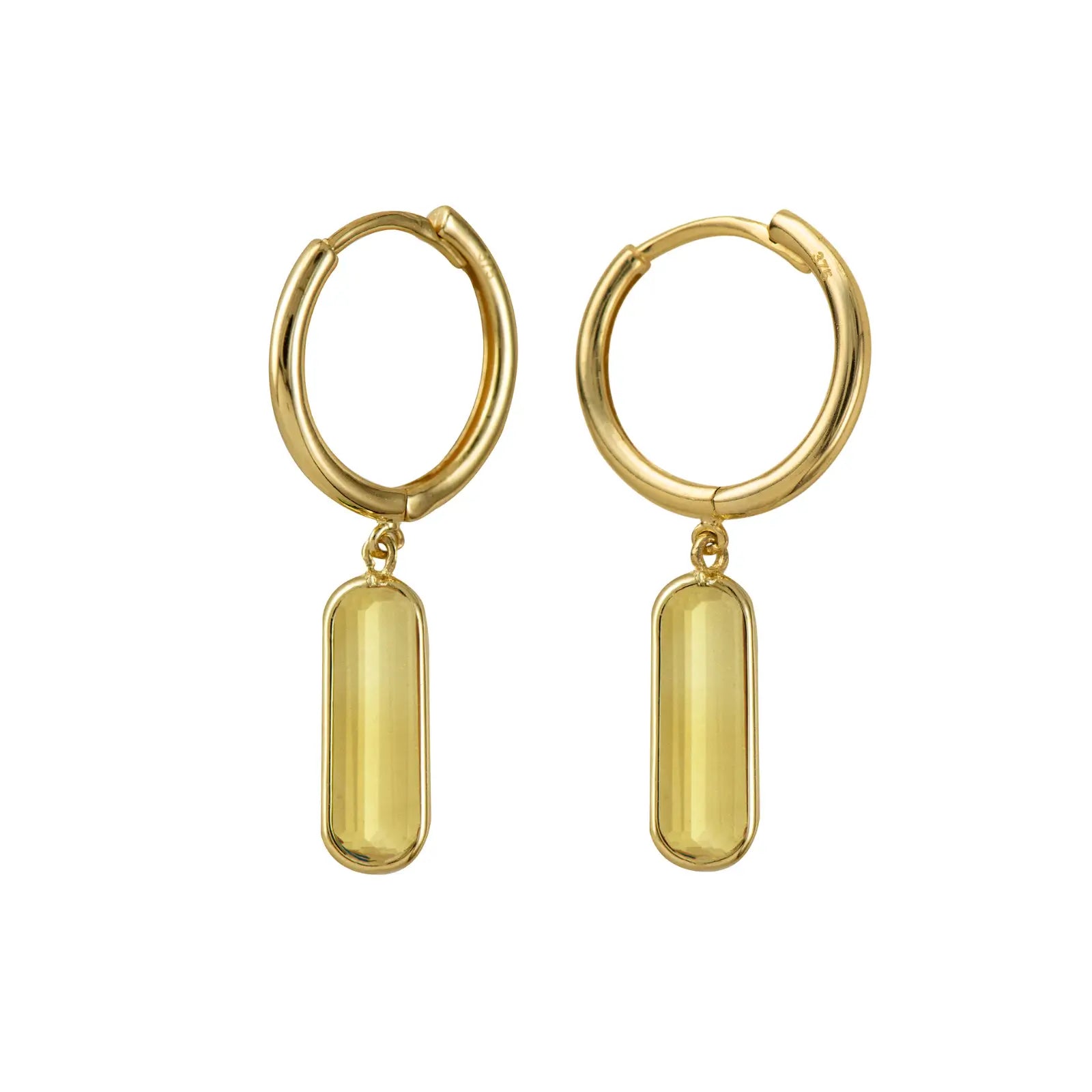 9ct Yellow Gold Citrine Drop Huggies