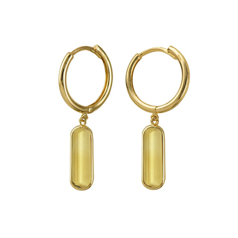 9ct Yellow Gold Citrine Drop Huggies