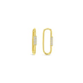 9ct Yellow Gold Cubic Zirconia Set Paperclip Huggie Earrings