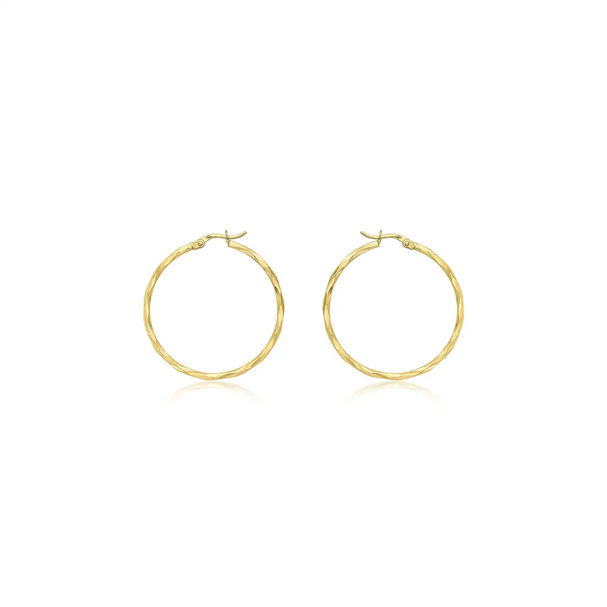 9ct Yellow Gold Diamond Cut Hoops