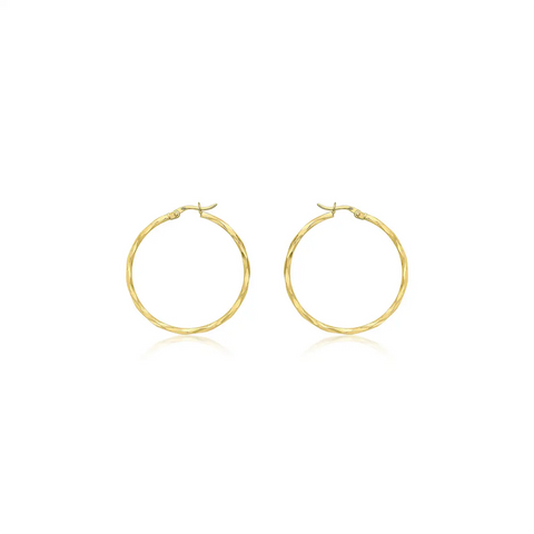 9ct Yellow Gold Diamond Cut Hoops