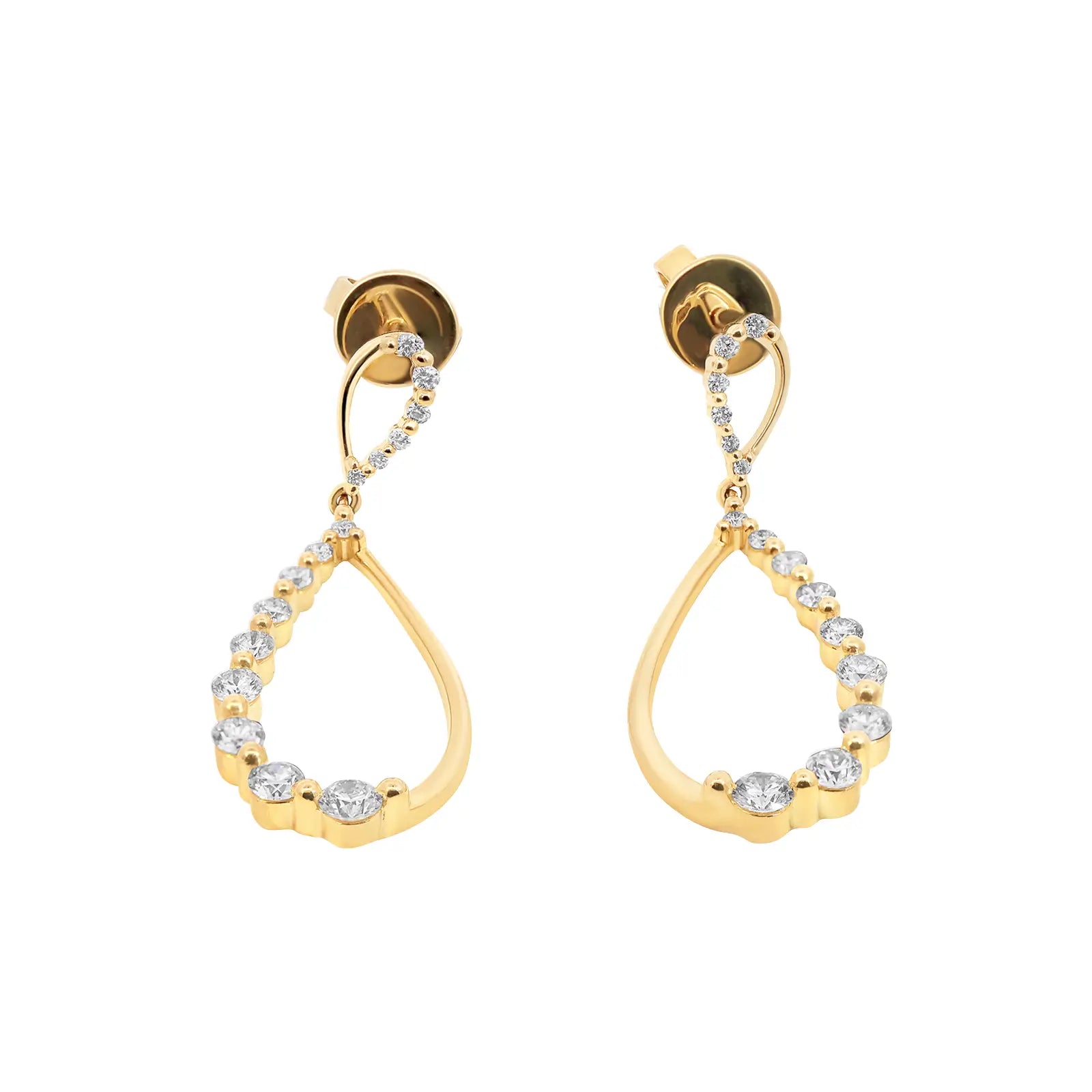 9ct Yellow Gold Diamond Graduating Teardrop Earrings