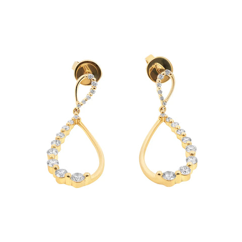 9ct Yellow Gold Diamond Graduating Teardrop Earrings