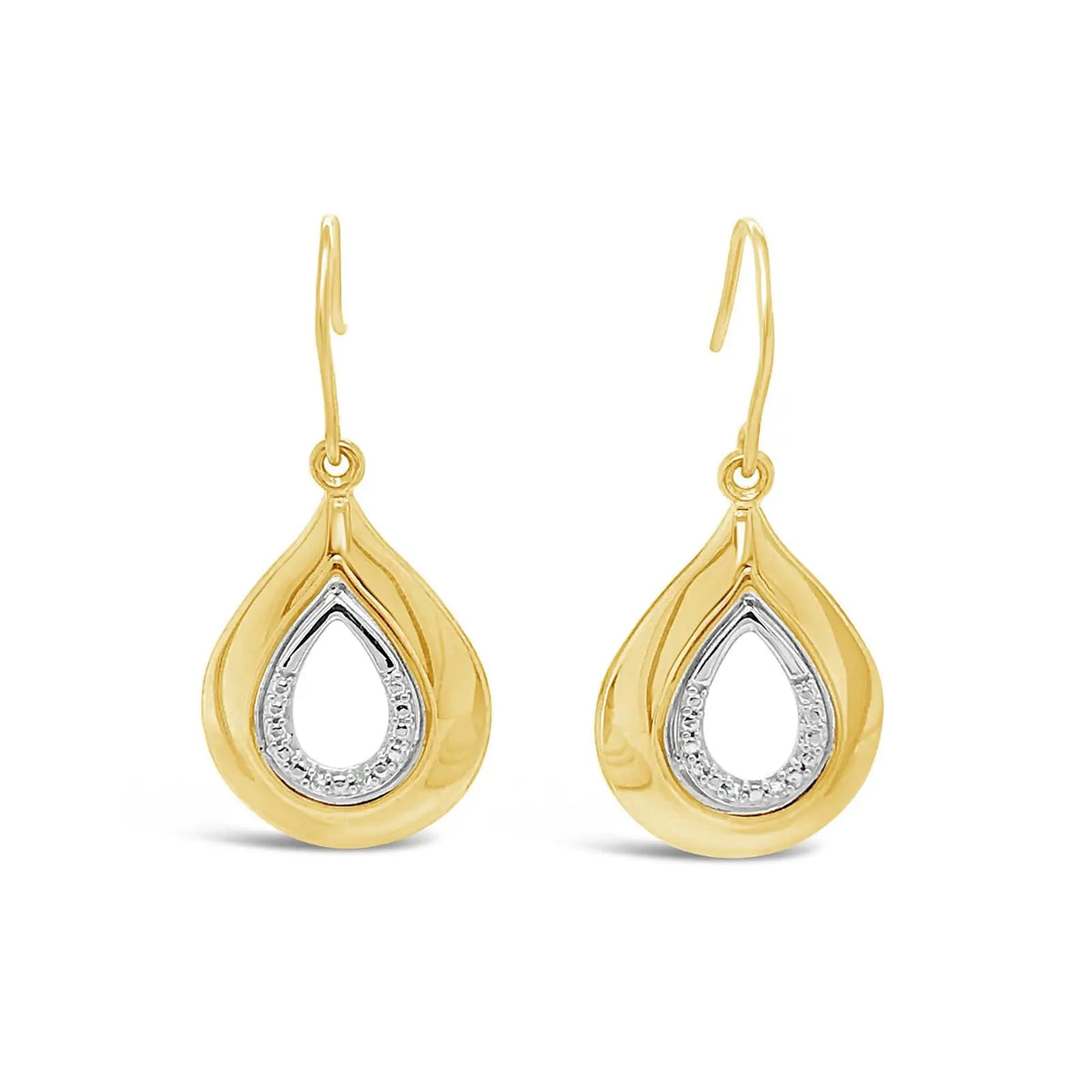 9ct Yellow Gold Diamond Set Teardrop Hook Earrings