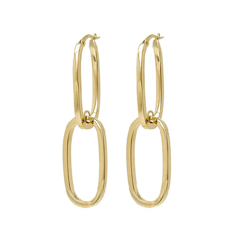9ct Yellow Gold Double Loop Drop Earrings