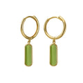 9ct Yellow Gold Green Amethyst Drop Huggies