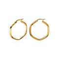 9ct Yellow Gold Hexagon Hoop Earrings