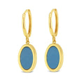 9ct Yellow Gold Huggie With Hanging Synthetic Turquoise Drop