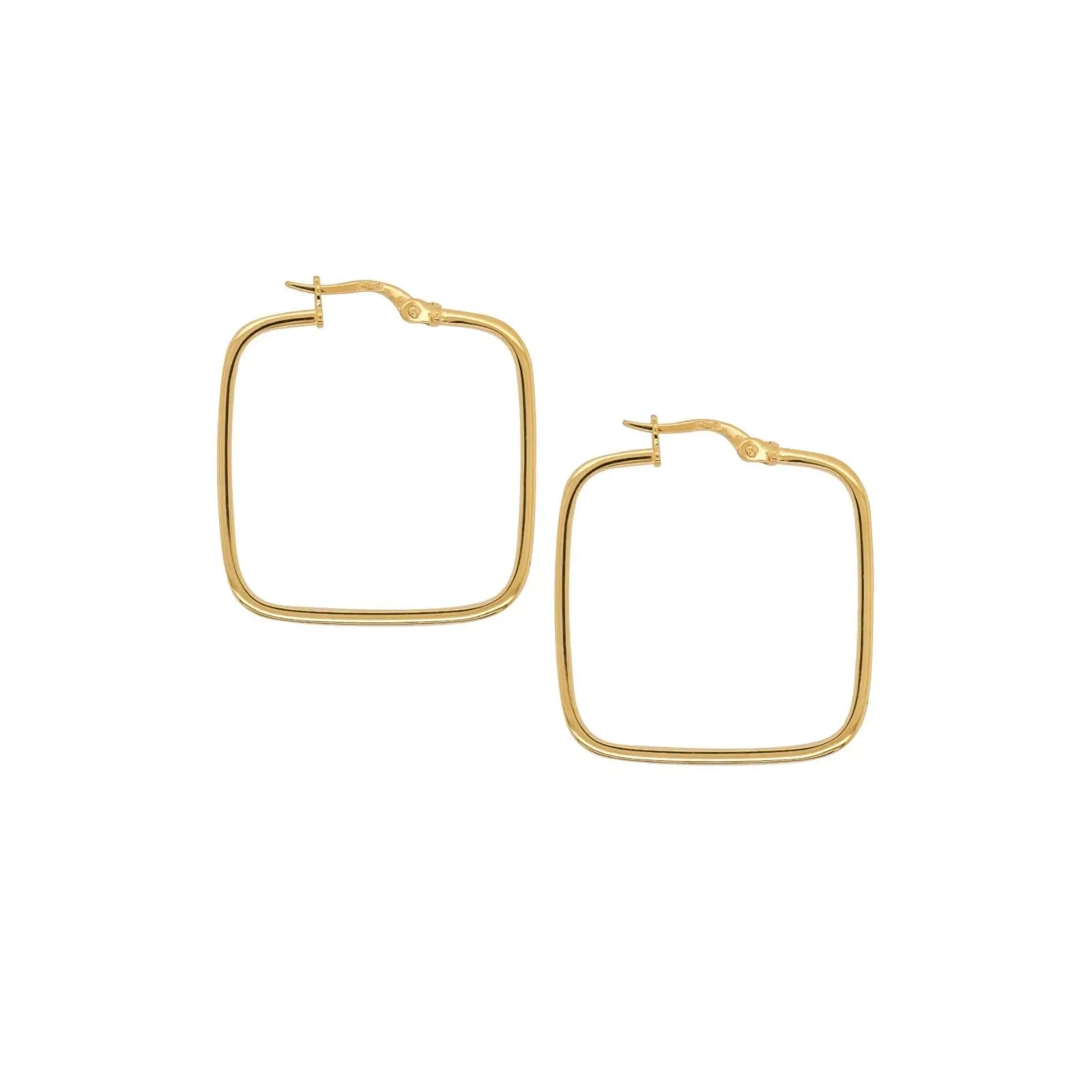 9ct Yellow Gold Italian Square Hoop Earrings