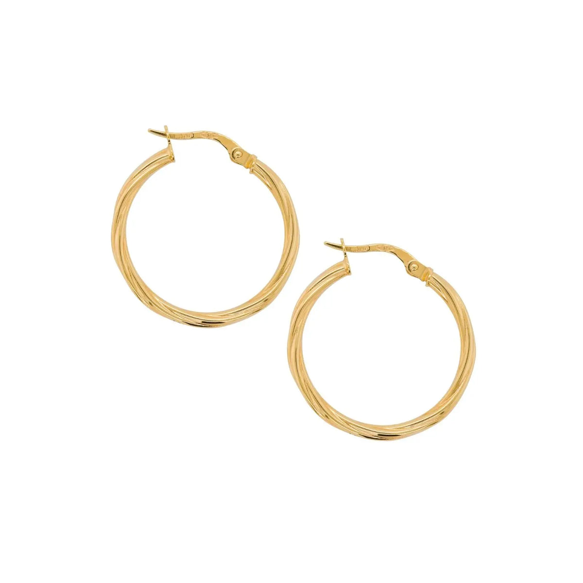 9ct Yellow Gold Italian Twist Hoop Earrings