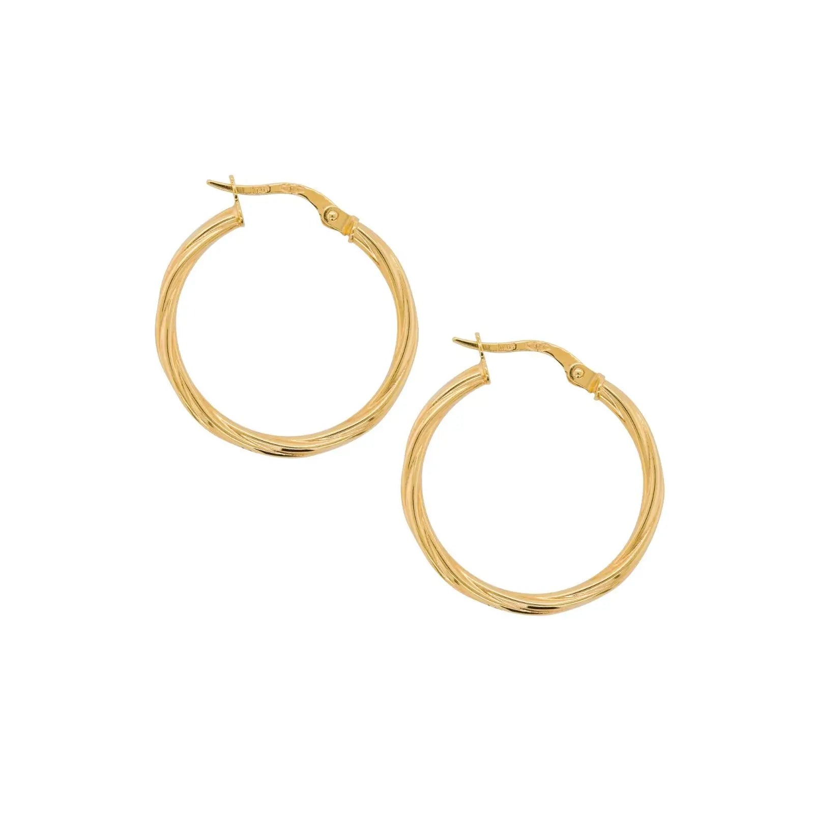 9ct Yellow Gold Italian Twist Hoop Earrings
