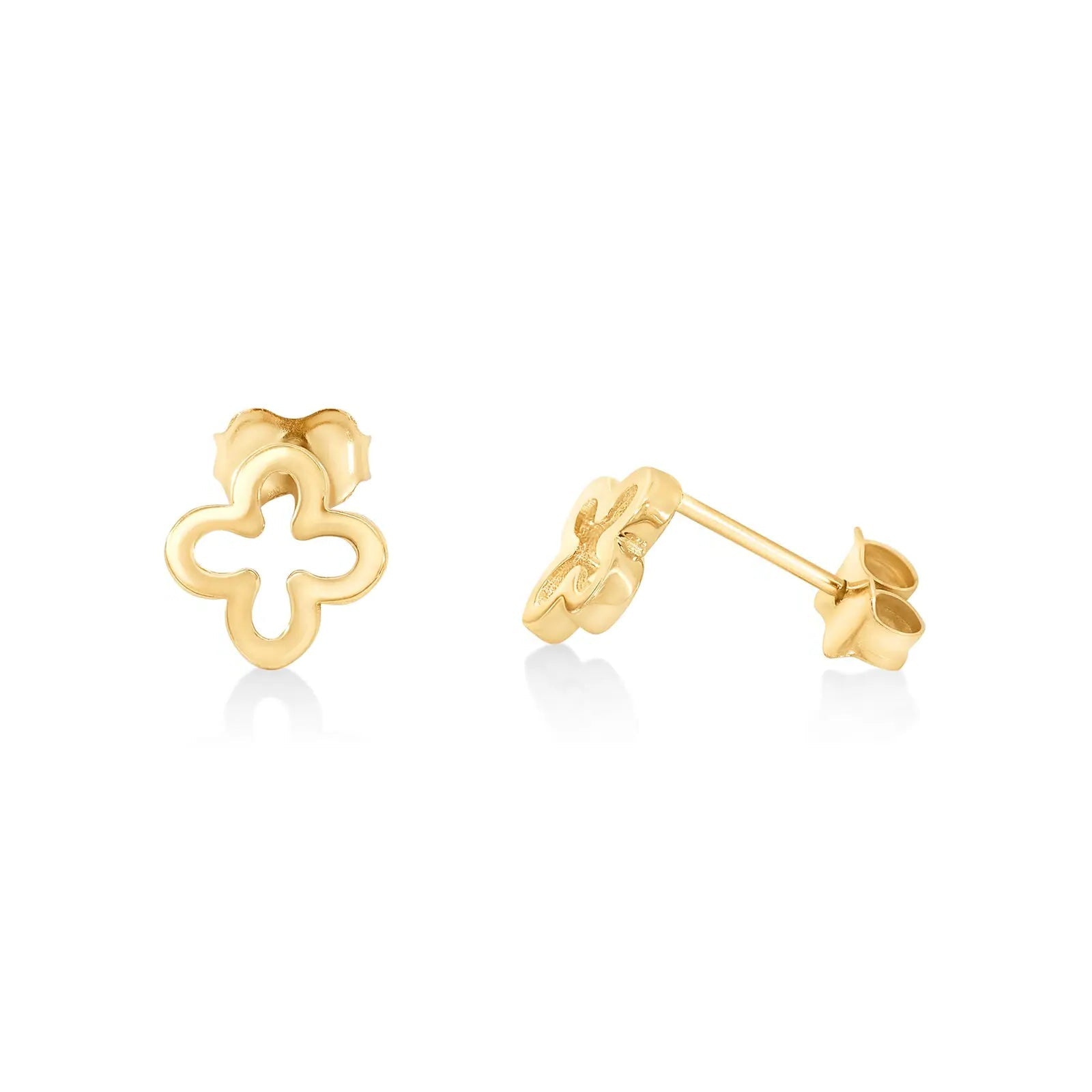9ct Yellow Gold Open Four Leaf Clover Studs