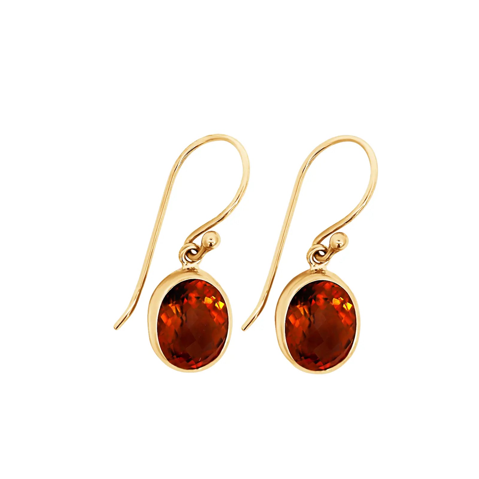 9ct Yellow Gold Oval Citrine Drop Earrings