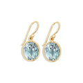 9ct Yellow Gold Oval Green Amethyst Drop Earrings