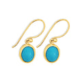 9ct Yellow Gold Oval Turquoise Drop Earrings
