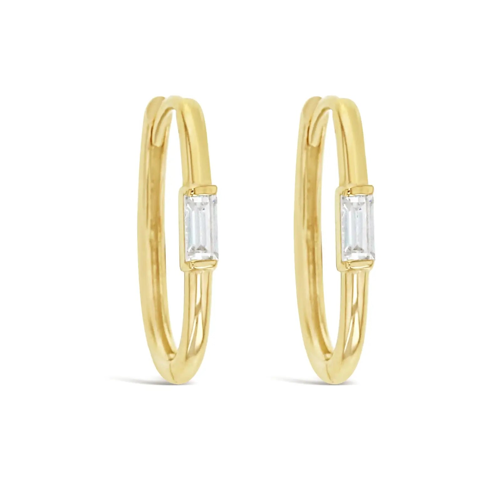 9ct Yellow Gold Paperclip Huggie Earrings Set With Cubic Zirconia