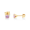 9ct Yellow Gold Pink Cubic Zirconia Stud Earrings