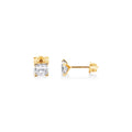 9ct Yellow Gold Princess Cut Cubic Zirconia Earrings