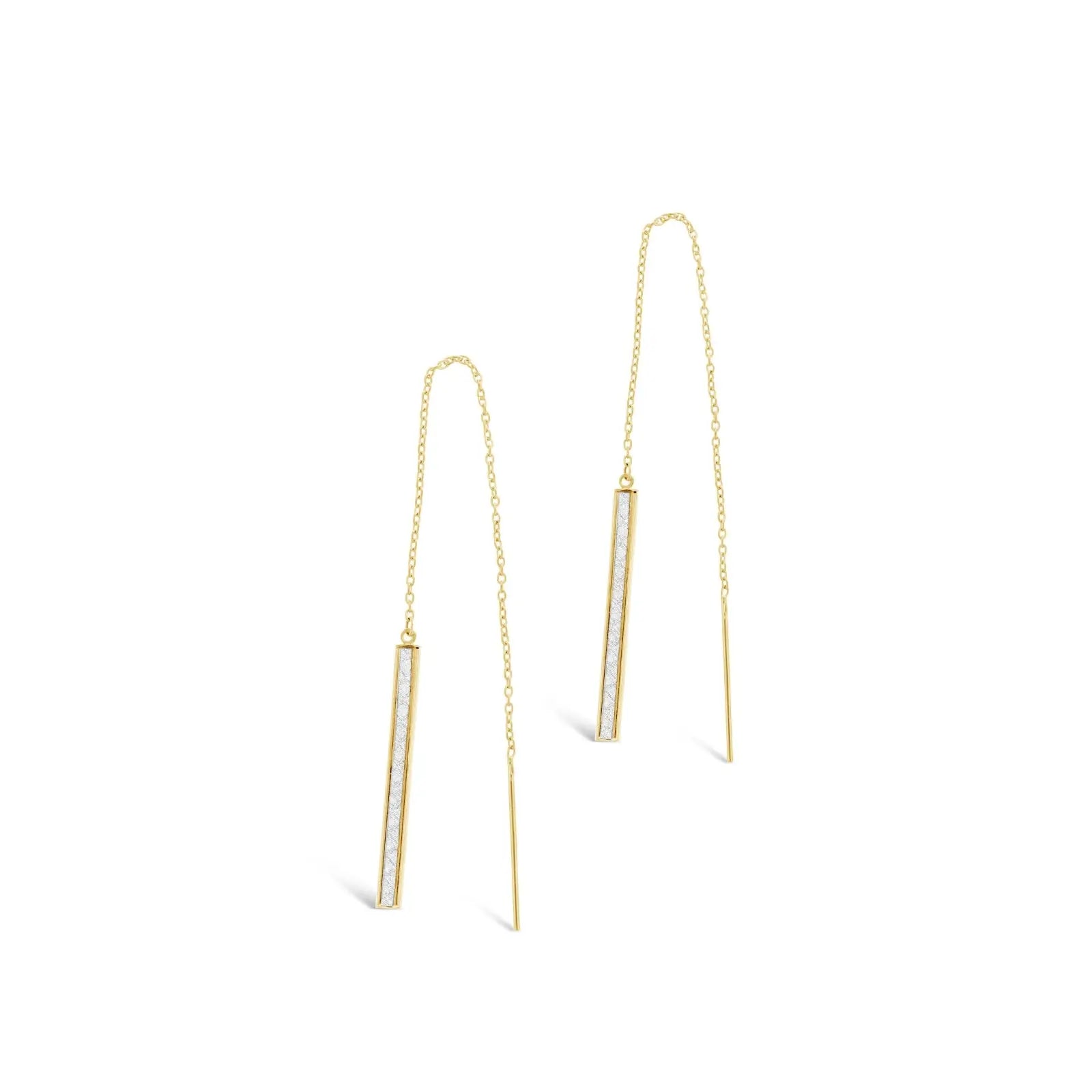 9ct Yellow Gold Rectangle Glitter Thread Earrings