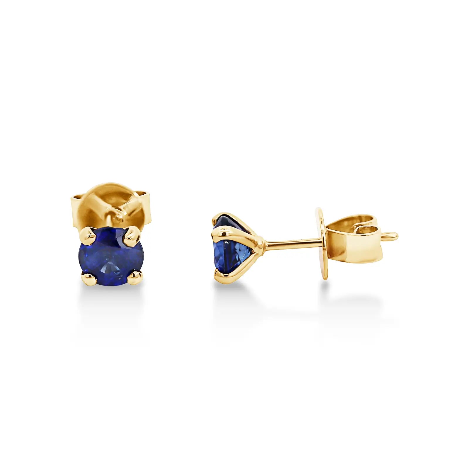 9ct Yellow Gold Round Sapphire Stud Earrings