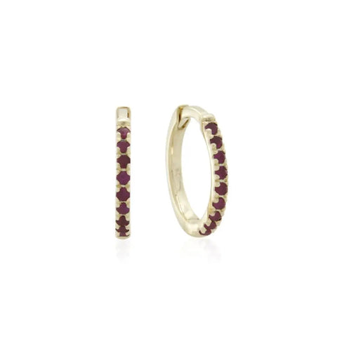 9ct Yellow Gold Ruby Set Huggie Earrings