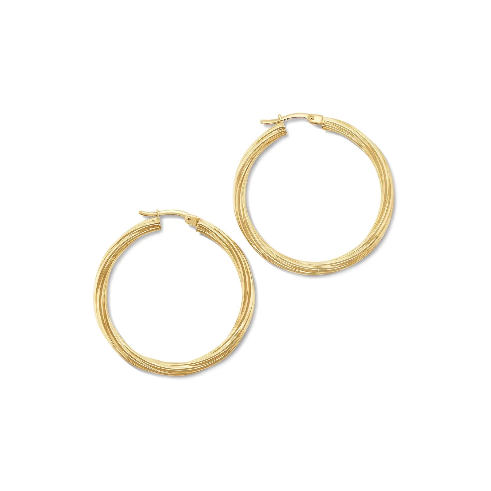 9ct Yellow Gold Silver Filled 30mm Twist Hoops