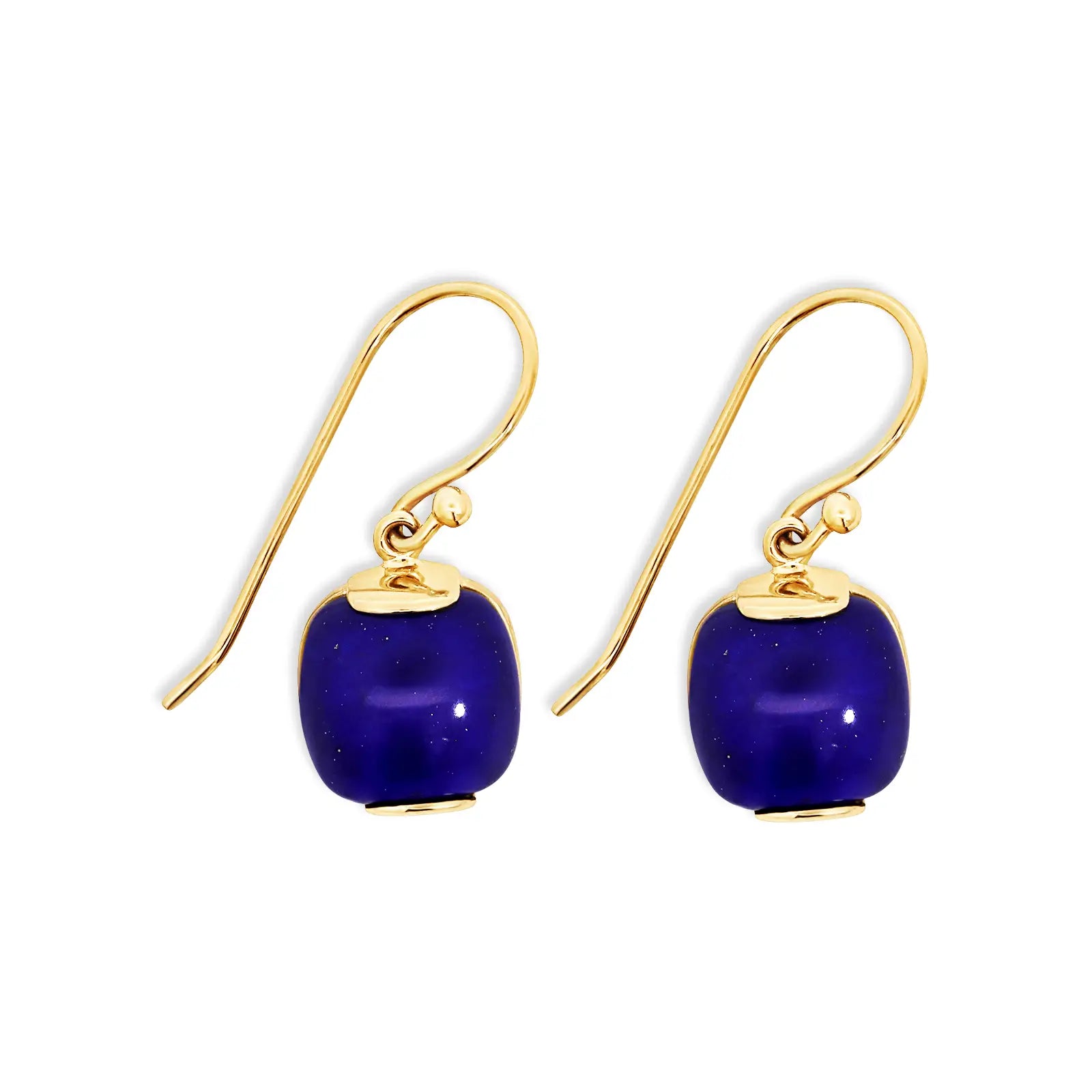 9ct Yellow Gold Square Blue Lapis Drop Earrings