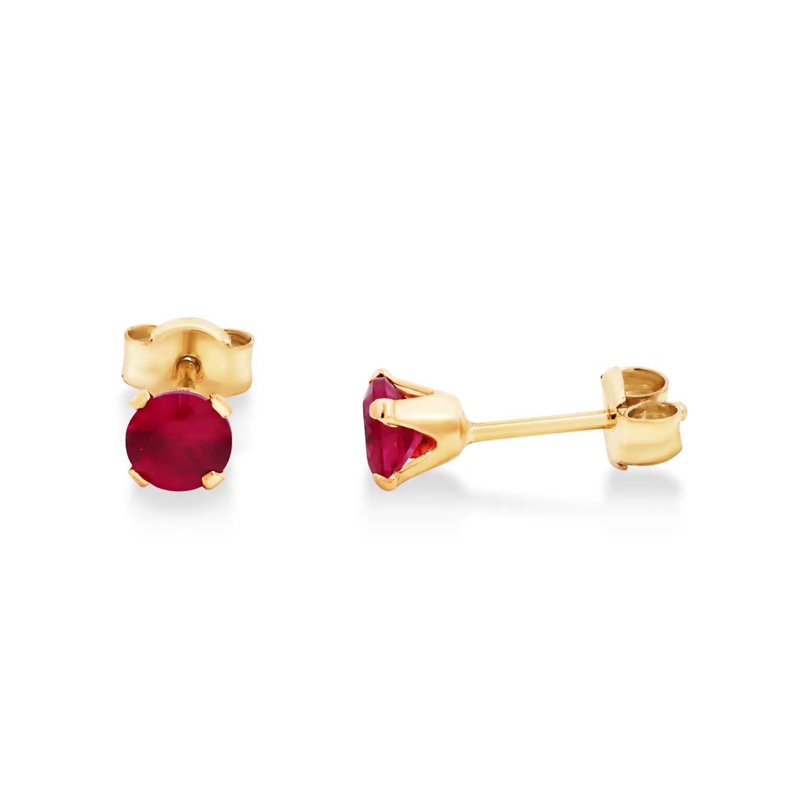 9ct Yellow Gold Synthetic Ruby Stud Earrings