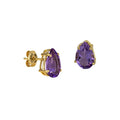 9ct Yellow Gold Teardrop Natural Amethyst Earrings