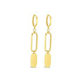 9ct Yellow Huggie With Open Oval Drop & Flat Oval Disc